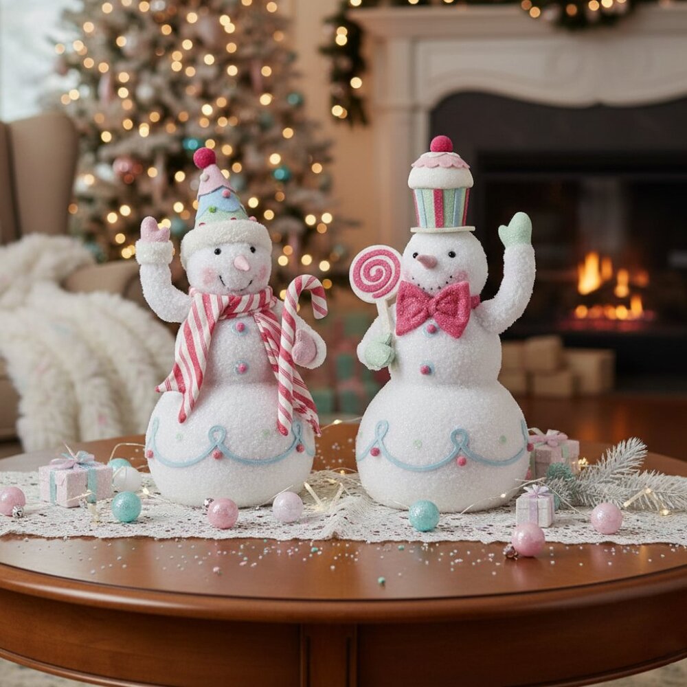 16.5 inch Fabric So Sweet Snowman Figurine Christmas Decoration Holiday Gift